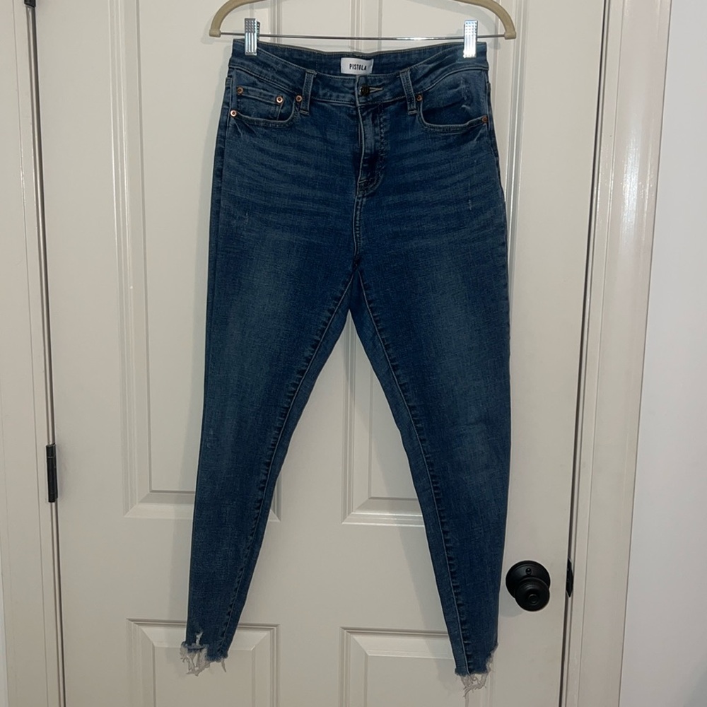 Pistola skinny jeans with raw hem at end.